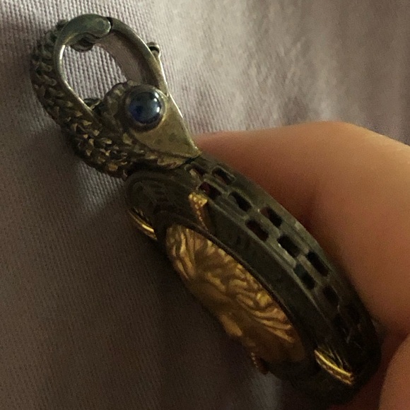 14k gold and sterling silver Medusa enhancer pendant - Picture 5 of 7